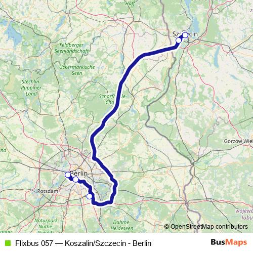 Flixbus 057 bus Line Map