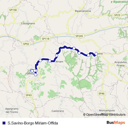 S.Savino-Borgo Miriam-Offida bus Line Map