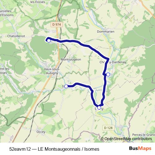 52eavm12 bus Line Map
