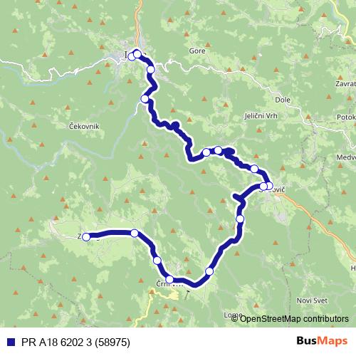 PR A18 6202 3 (58975) bus Line Map