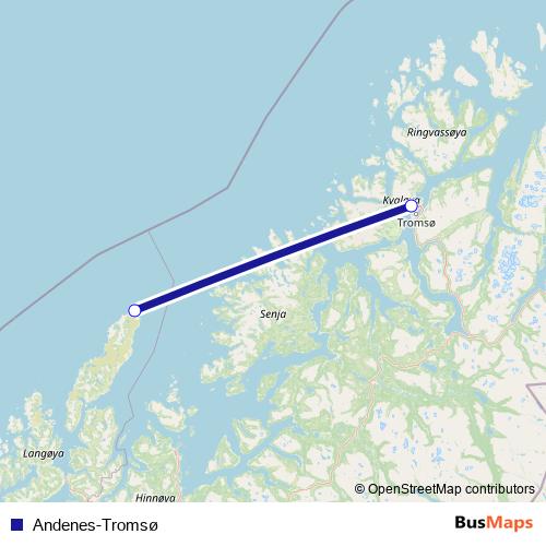 Andenes-Tromsø air Line Map