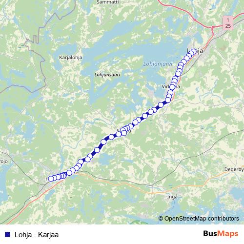Lohja - Karjaa bus Line Map
