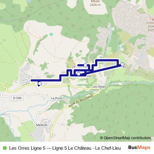 Les Orres Ligne 5 bus Line Map