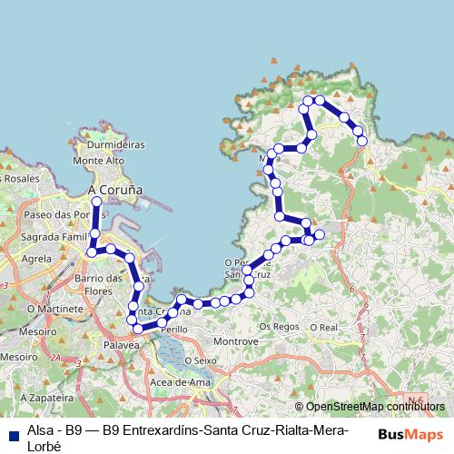 Alsa - B9 bus Line Map