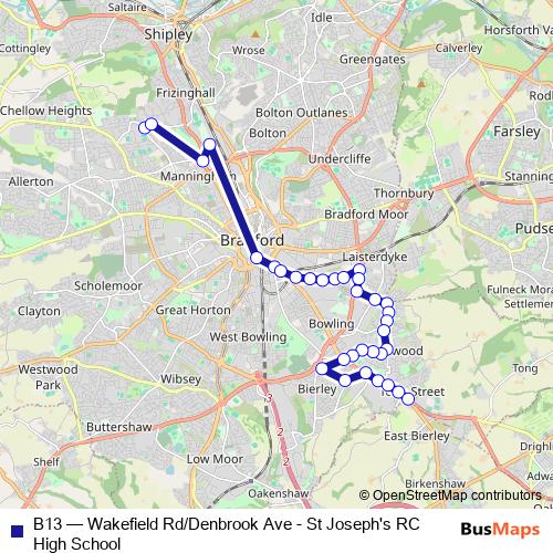 B13 bus Line Map