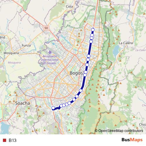 B13 bus Line Map