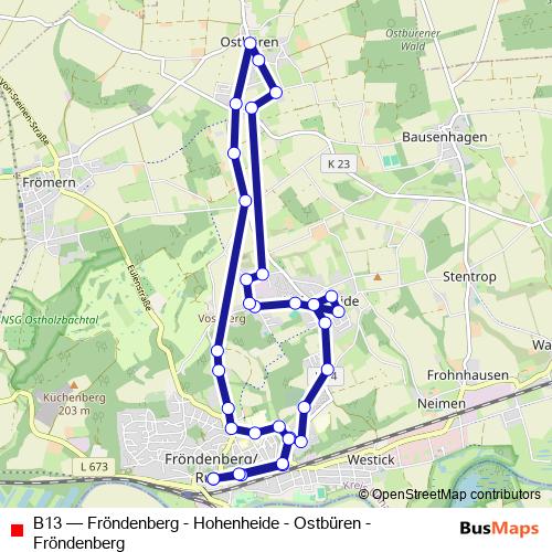 B13 bus Line Map