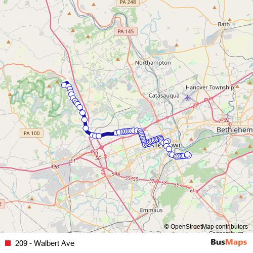 209 - Walbert Ave bus Line Map