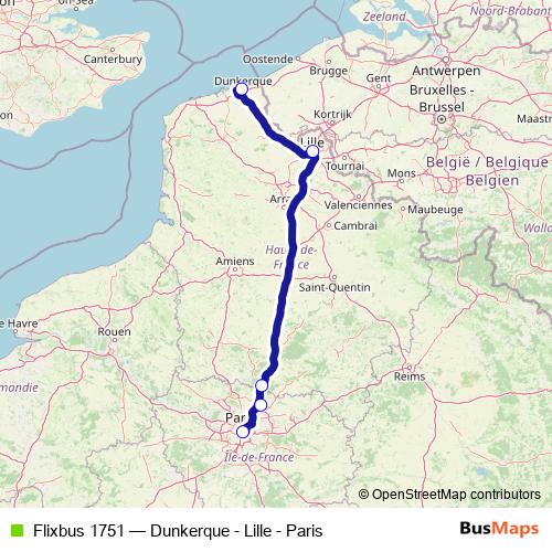 Flixbus 1751 bus Line Map
