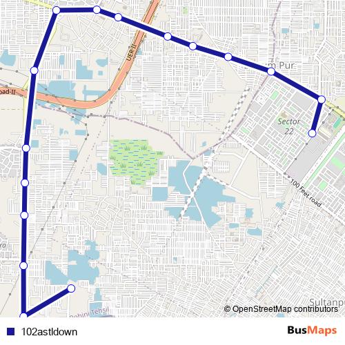 102astldown bus Line Map