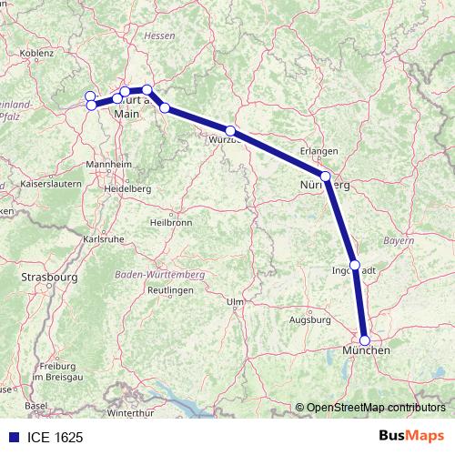 ICE 1625 rail Line Map