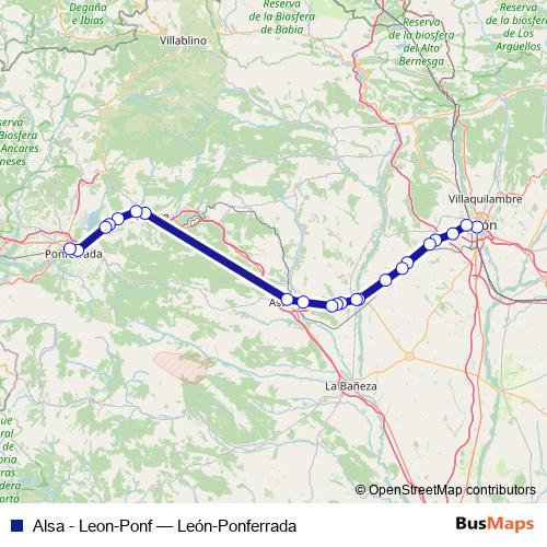Alsa - Leon-Ponf bus Line Map