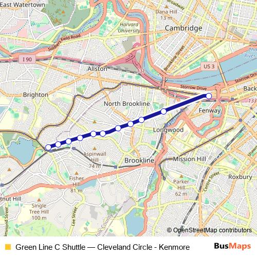 Green Line C Shuttle bus Line Map