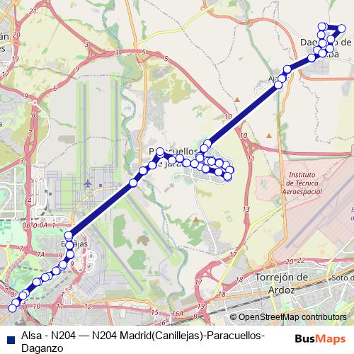 Alsa - N204 bus Line Map