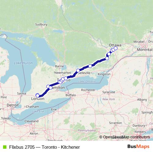 Flixbus 2705 bus Line Map