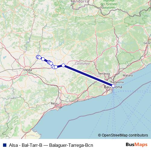 Alsa - Bal-Tarr-B bus Line Map