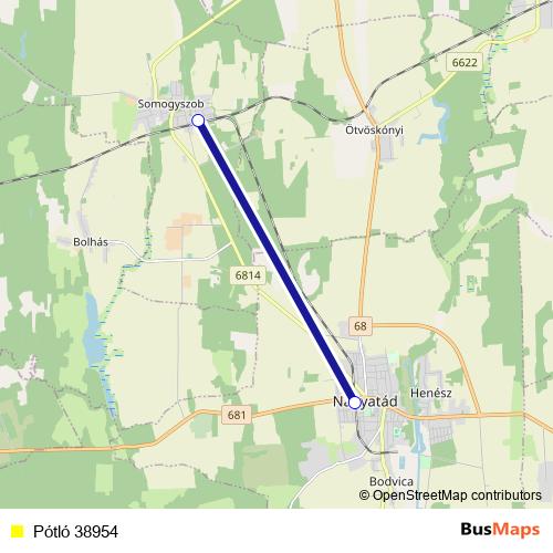 Pótló 38954 bus Line Map