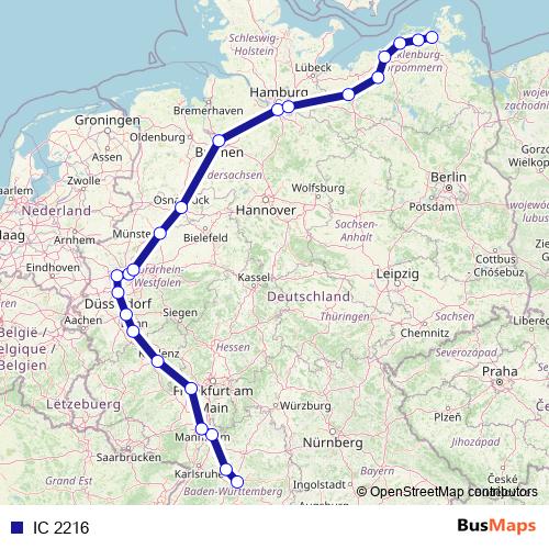 IC 2216 rail Line Map
