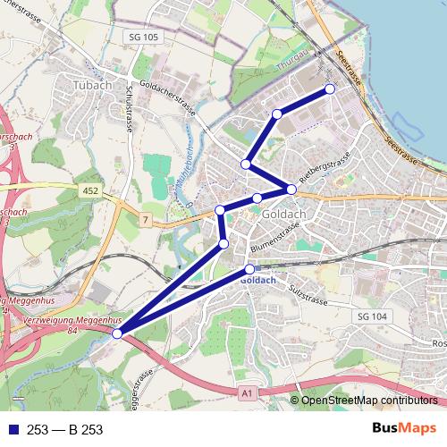 253 bus Line Map