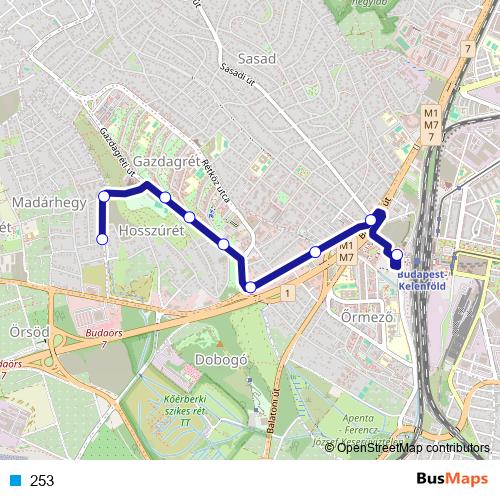 253 bus Line Map