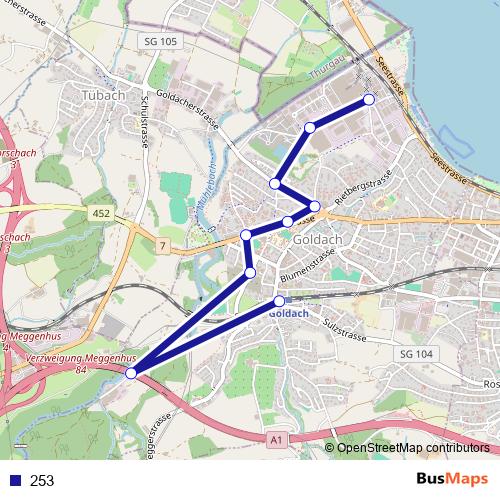253 bus Line Map