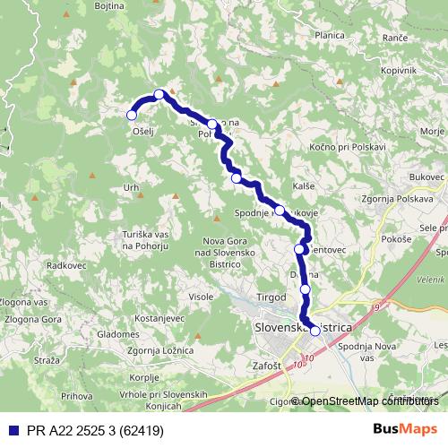 PR A22 2525 3 (62419) bus Line Map