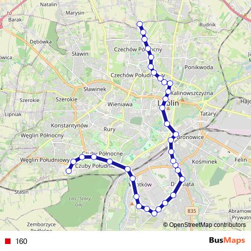 160 trolleybus Line Map