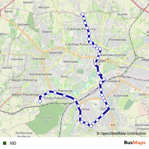 160 trolleybus Line Map