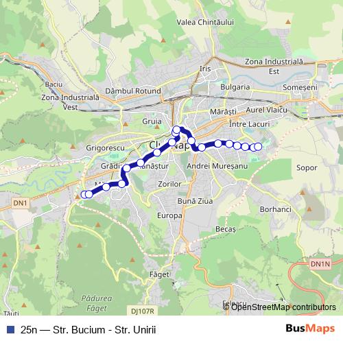 25n trolleybus Line Map
