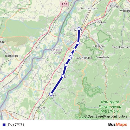Evs7/S71 bus Line Map