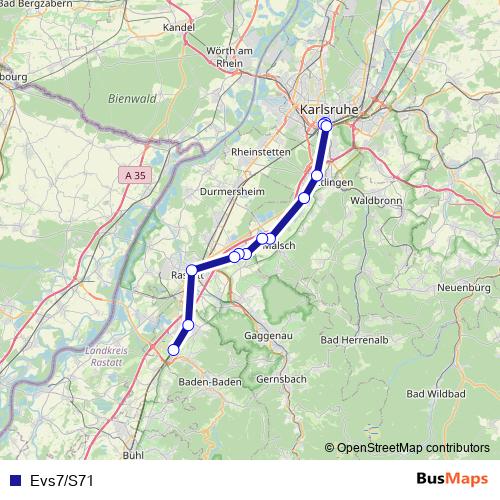 Evs7/S71 bus Line Map