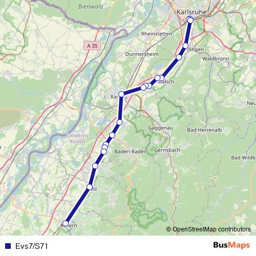 Evs7/S71 bus Line Map