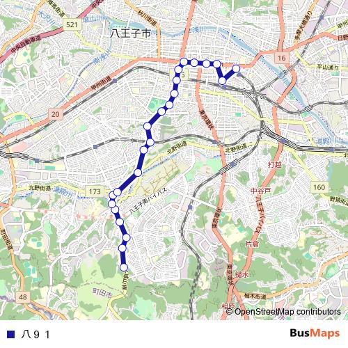 八９１ bus Line Map