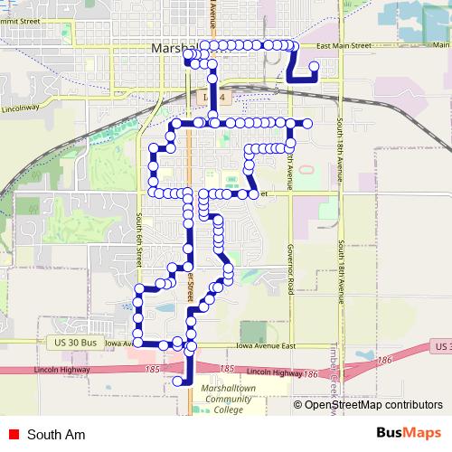 South Am bus Line Map