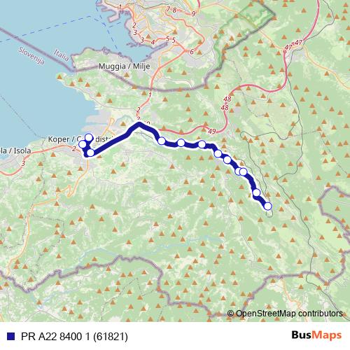 PR A22 8400 1 (61821) bus Line Map