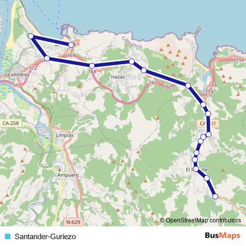 Santander-Guriezo bus Line Map