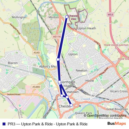 PR3 bus Line Map