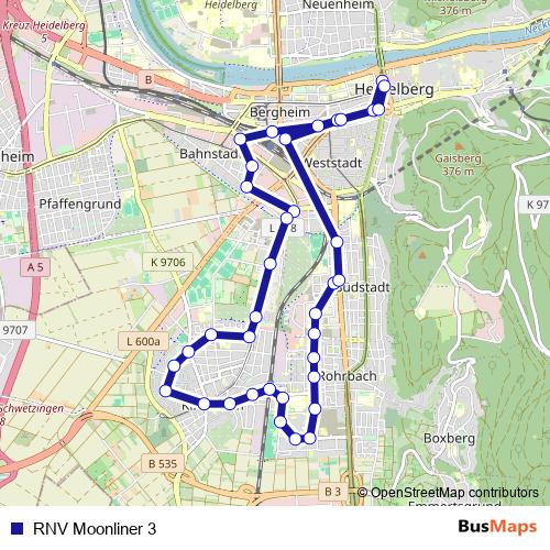 RNV Moonliner 3 bus Line Map