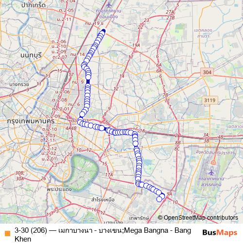 3-30 (206) bus Line Map