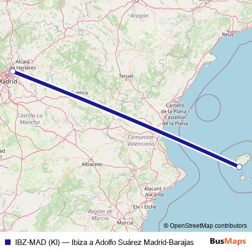 IBZ-MAD (Kl) air Line Map