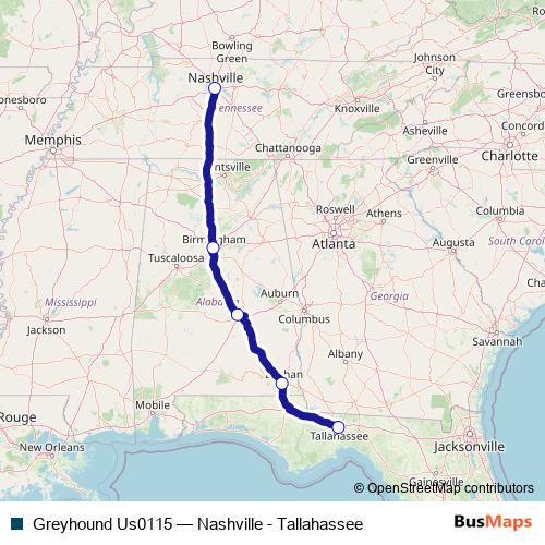 Greyhound Us0115 bus Line Map