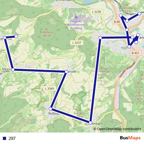 297 bus Line Map