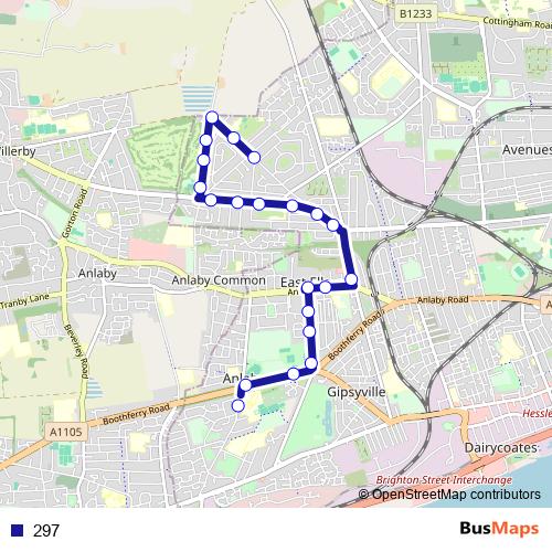 297 bus Line Map