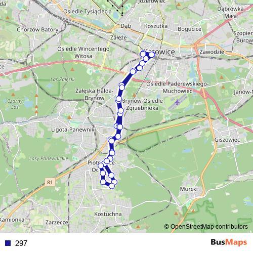297 bus Line Map