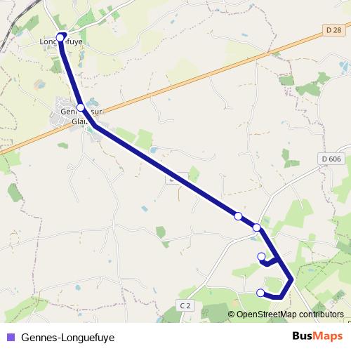 Gennes-Longuefuye bus Line Map