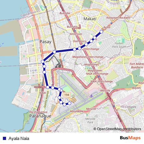 Ayala Naia bus Line Map
