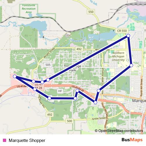 Marquette Shopper bus Line Map