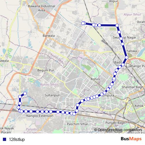 128stlup bus Line Map