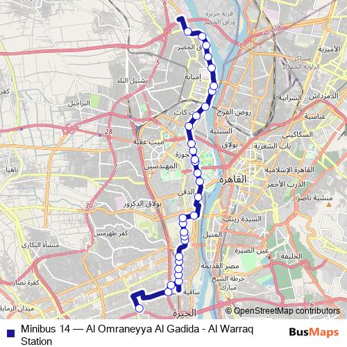 Minibus 14 bus Line Map