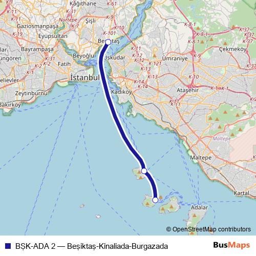 BŞK-ADA 2 ferry Line Map